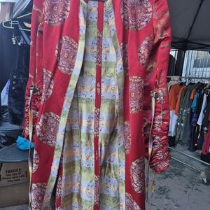 Vibrant Red Patterned Kimono